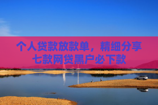 个人贷款放款单，精细分享七款网贷黑户必下款